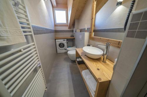 een kleine badkamer met een wastafel en een toilet bij Appartamenti da Costantino in Padola