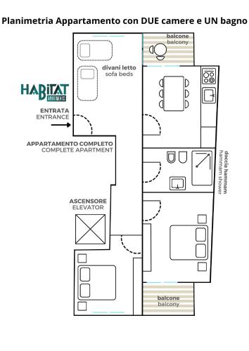 a floor plan of a unit with a diagram at Habitat Apartments in Trento