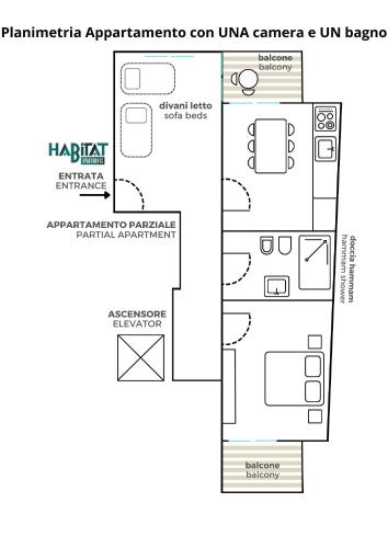 a floor plan of a unit with a diagram at Habitat Apartments in Trento