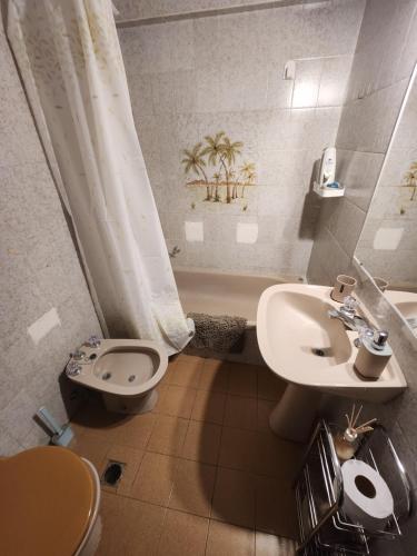 a bathroom with a toilet and a sink at LUAMAR 2-SAINT MICHELE in Mar del Plata