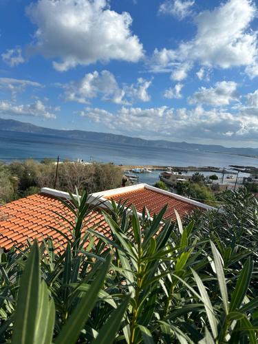 a view of the ocean from a roof of a house at Villas Vista Del Mar in Kissamos