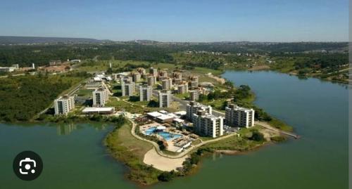 an aerial view of a resort on a body of water at Prive Praias do Lago Ecoresort in Caldas Novas