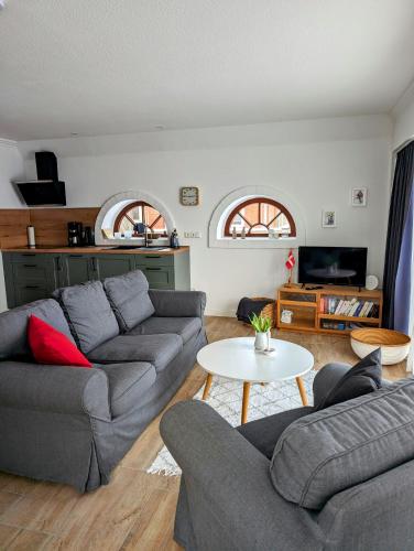 Χώρος καθιστικού στο Ferienwohnung Deichblick
