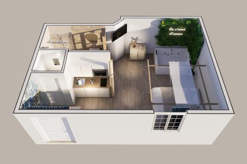 a rendering of a floor plan at L'Eden Zen - Suite Jacuzzi, parking, clim, Netflix in Béziers