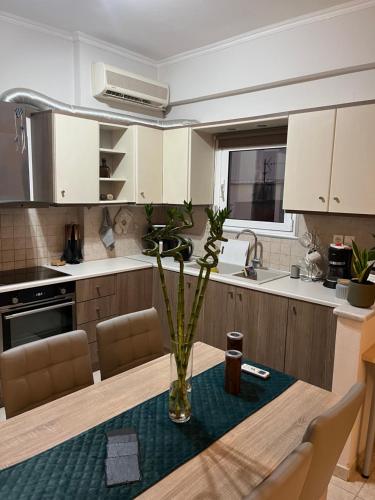 Virtuvė arba virtuvėlė apgyvendinimo įstaigoje Tzitzifianaki Cozy Apartment