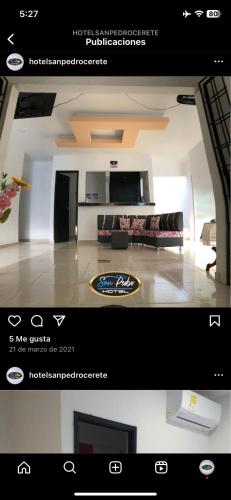een foto van een woonkamer met een bank bij Hotel san Pedro in Cereté