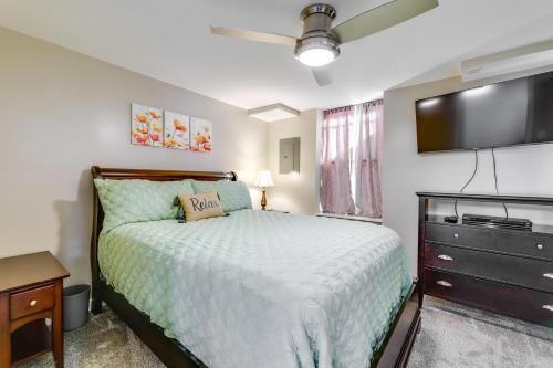 A bed or beds in a room at Worcester Apt with Lake Access Close to Colleges!