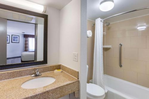 a bathroom with a sink and a toilet and a mirror at Best Western Plus El Paso Airport Hotel & Conference Center in El Paso