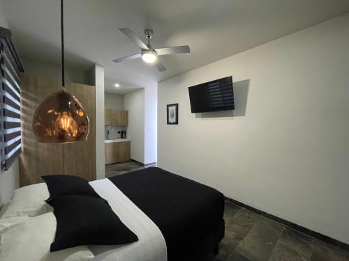 Hotel Suites La Negra tesisinde bir odada yatak veya yataklar