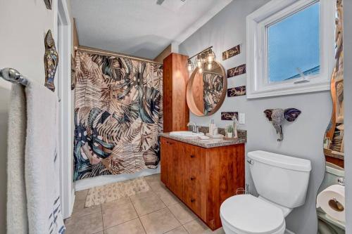 een badkamer met een toilet en een douche bij Maison et détente à Gatineau in Gatineau