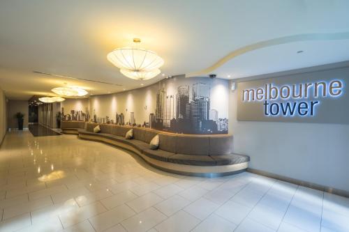a lobby with a metroline tower sign on the wall at IMSA Group in Melbourne