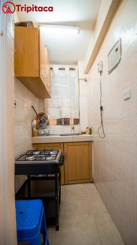 a small kitchen with a sink and a stove at Cutie homestays-1 bedroom in Nairobi