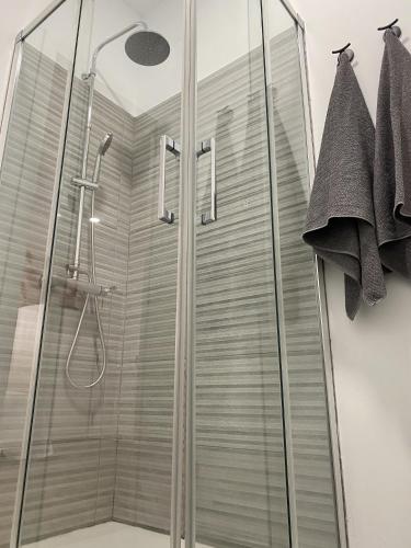 a shower with a glass door in a bathroom at Edificio Rambla Pulido in Santa Cruz de Tenerife