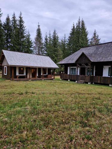 een huis met een groot veld ervoor bij Casa Veche in Neagra Şarului