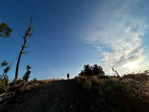 a person standing on the top of a hill at Roubenka Kryštofovo Údolí in Kryštofovo Údolí