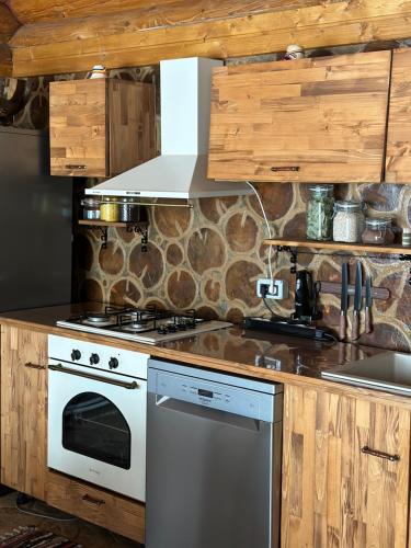 Köök või kööginurk majutusasutuses Pensiunea Colț de Rai