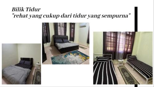 a collage of three pictures of a living room at Syurgaku Homestay Tanah Merah in Tanah Merah