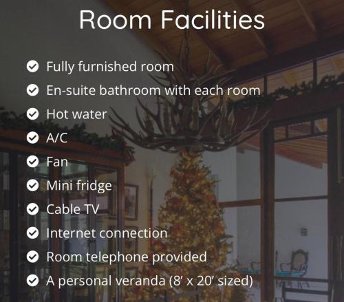 a christmas tree in a room with a room facilities at Villa Blue Lotus Katunayake in Katunayake