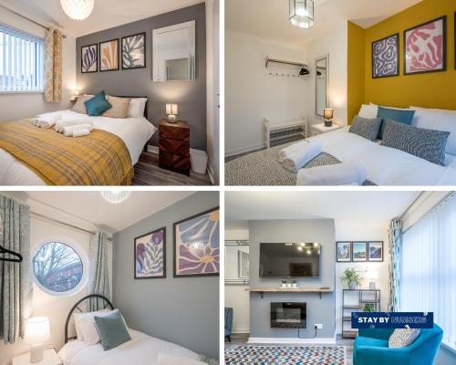 Giường trong phòng chung tại StayByNumbers - Belfast City Centre & Parking