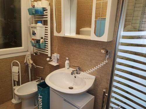 a bathroom with a sink and a toilet at Airbnb Ferentella in Treviso