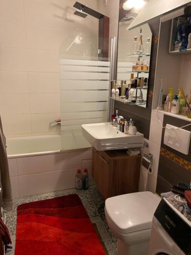 a bathroom with a toilet and a sink and a tub at 2,5zi Wohnung mit Loggia 78m2 Munich/München in Munich