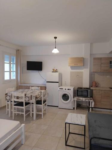 Kuchyň nebo kuchyňský kout v ubytování Kalymnos Platy Gialos Mousellis Makis Apartments