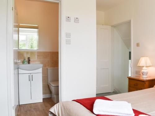 a bathroom with a bed and a sink and a toilet at Madderhay - Uk43512 in Lostwithiel