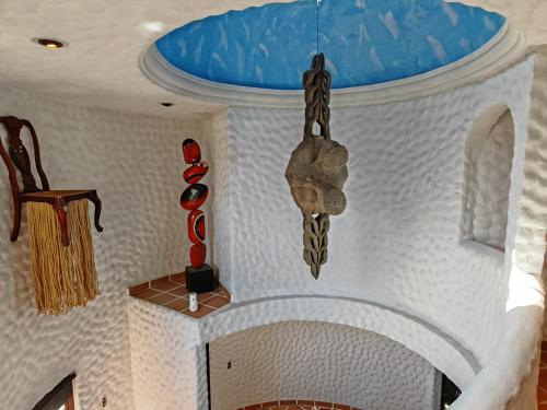 a model of a building with aitating at Mansion Tepotzotlan in Tepotzotlán