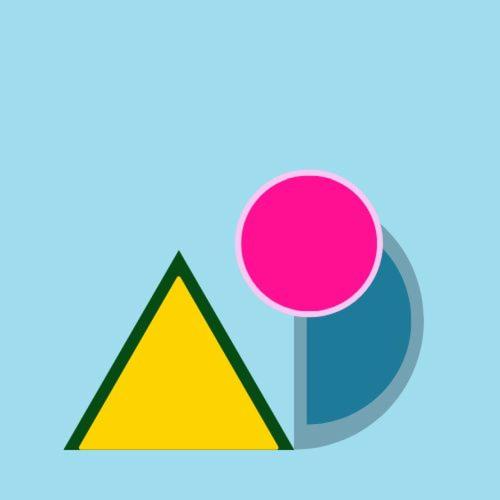 a group of colorful triangles and a circle at The Backpacker Nomad Green Apartment in Cancún