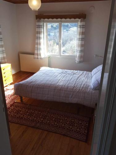 a bedroom with a bed and a window at Kria Vrisi in Anthochórion