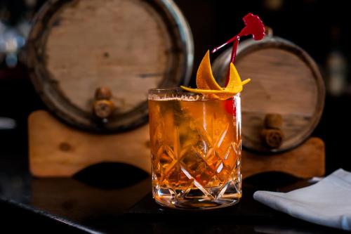 a drink sitting on top of a table at Milestone Hotel Kensington in London
