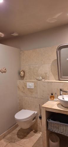 a bathroom with a toilet and a sink at Cherche Midi in Noves