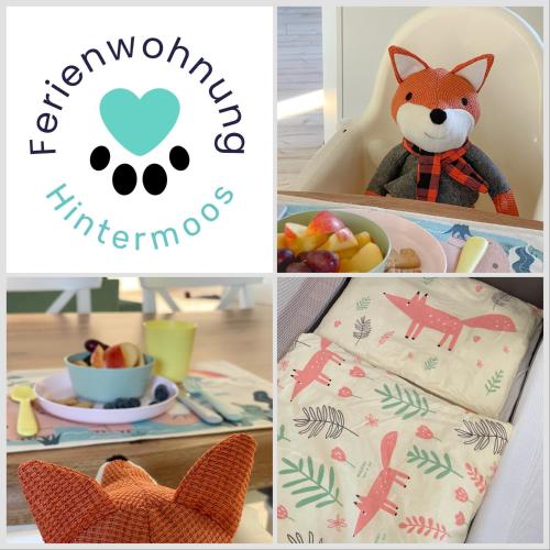 a collage of pictures of a childs birthday party at Ferienwohnung Hintermoos in Kißlegg