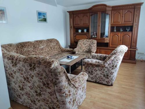 ein Wohnzimmer mit 2 Stühlen und einem Tisch in der Unterkunft Apartments in Ribnitz-Damgarten 36531 in Ribnitz-Damgarten