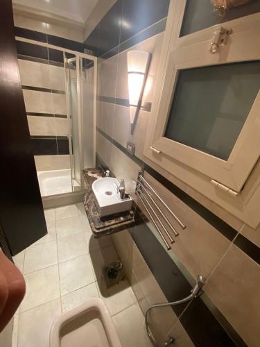 a bathroom with a sink and a toilet at warm lovely capacious sunny unit in Cairo