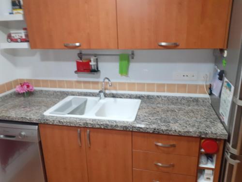 cocina con fregadero y encimera en Canet Holiday, en Valencia