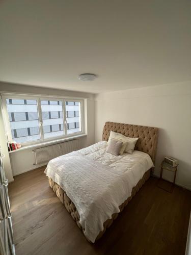 A bed or beds in a room at Best located & fully equipped apartment at Basel SBB main station