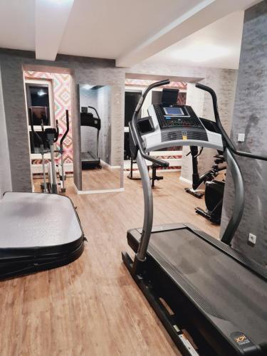 a gym with a treadmill and other treadmills at Apartament SPA 52 Resort Kozubnik blisko Szczyrk- 5D Apartamenty in Porąbka