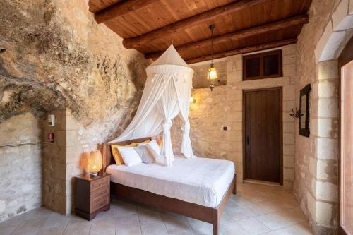 Luxurious stone cave with pool and sea view