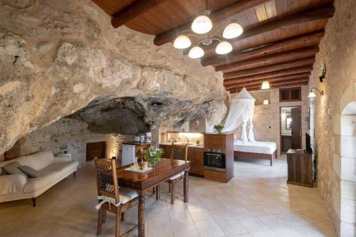 Luxurious stone cave with pool and sea view