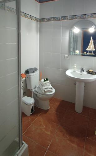 a bathroom with a toilet and a sink at Espuma de Sal in Mazo