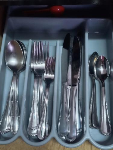a drawer filled with forks knives and spoons at Bellevue hideaway in Gros Islet