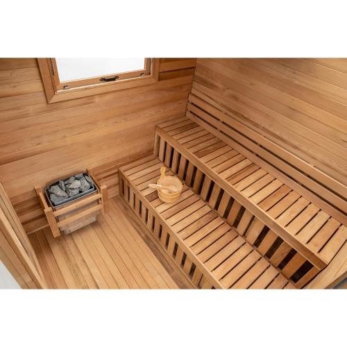 an overhead view of an empty sauna at 18 bd w Indoor Pool Hottub & Sauna - Mystery Room in East Stroudsburg