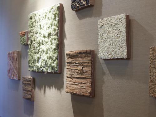 a wall filled with different types of materials at Wellness Forest Nasu in Nasu