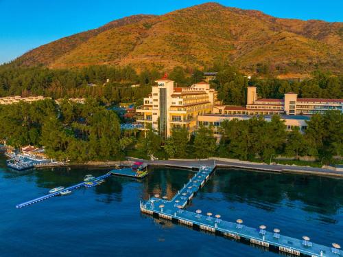 a city with a marina in the middle of the water at Labranda Mares Marmaris Hotel in Marmaris
