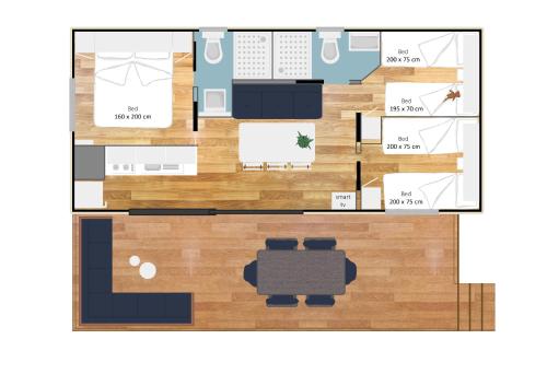 a drawing of a floor plan of a house at Estivo Premium Deluxe mobile homes on Camping Del Sole Village in Iseo