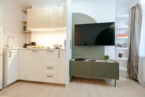 Η κουζίνα ή μικρή κουζίνα στο Puławska 11 -Prywatny apartament 4 osobowy w centrum Warszawy - Better Rental