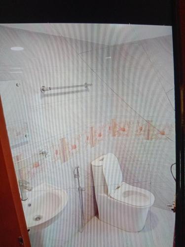 a bathroom with a toilet and a sink at Rose Garden Guest House in Khulna