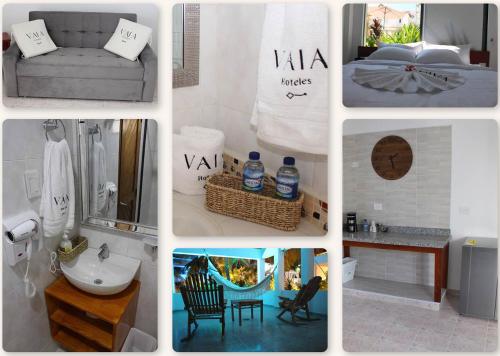 a collage of different pictures of a bathroom at VAIA HOTELES in Coveñas