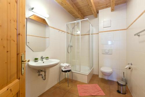 a bathroom with a shower and a sink and a toilet at Maribell Appartement in Jabel